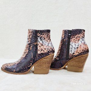 Autumn Multi Snake Country Western Cowgirl Ankle Boots Booties